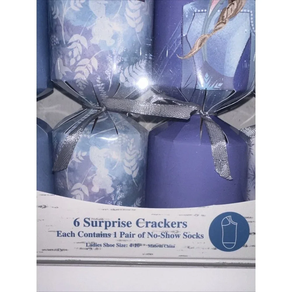 Disney Frozen 2 II 6 Surprise Crackers Womens Socks Sizes 4 To 10 Christmas Gift